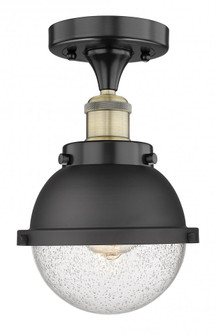 Edison - 1 Light - 7 inch - Black Antique Brass - Semi-Flush Mount (3442|616-1F-BAB-HFS-64-BK)