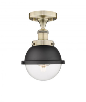 Edison - 1 Light - 7 inch - Antique Brass - Semi-Flush Mount (3442|616-1F-AB-HFS-62-BK)
