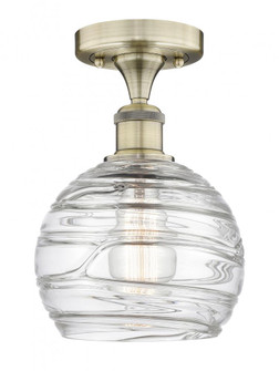 Athens Deco Swirl - 1 Light - 8 inch - Antique Brass - Semi-Flush Mount (3442|616-1F-AB-G1213-8)
