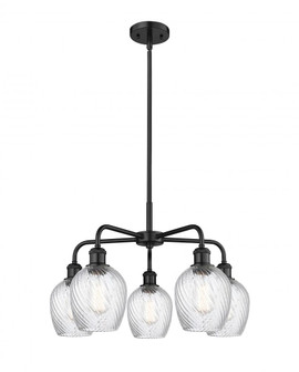 Salina - 5 Light - 24 inch - Matte Black - Chandelier (3442|516-5CR-BK-G292)