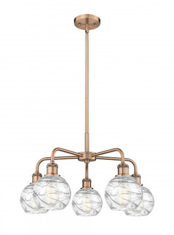 Athens Deco Swirl - 5 Light - 24 inch - Antique Copper - Chandelier (3442|516-5CR-AC-G1213-6)