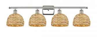 Woven Rattan - 4 Light - 38 inch - Polished Nickel - Bath Vanity Light (3442|516-4W-PN-RBD-8-NAT)