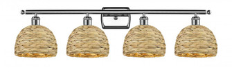 Woven Rattan - 4 Light - 38 inch - Polished Chrome - Bath Vanity Light (3442|516-4W-PC-RBD-8-NAT)