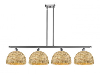 Woven Rattan - 4 Light - 50 inch - Satin Nickel - Multi Pendant (3442|516-4I-SN-RBD-12-NAT)