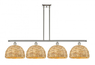Woven Rattan - 4 Light - 50 inch - Polished Nickel - Multi Pendant (3442|516-4I-PN-RBD-12-NAT)