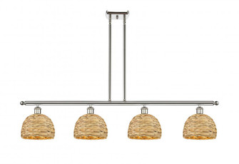 Woven Rattan - 4 Light - 48 inch - Polished Nickel - Multi Pendant (3442|516-4I-PN-RBD-8-NAT)