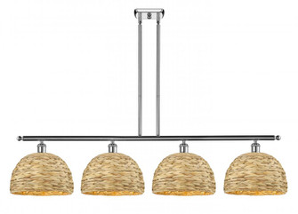 Woven Rattan - 4 Light - 50 inch - Polished Chrome - Multi Pendant (3442|516-4I-PC-RBD-12-NAT)