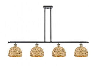 Woven Rattan - 4 Light - 48 inch - Black Antique Brass - Multi Pendant (3442|516-4I-BAB-RBD-8-NAT)