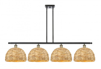 Woven Rattan - 4 Light - 50 inch - Black Antique Brass - Multi Pendant (3442|516-4I-BAB-RBD-12-NAT)