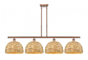 Woven Rattan - 4 Light - 50 inch - Antique Copper - Multi Pendant (3442|516-4I-AC-RBD-12-NAT)