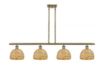Woven Rattan - 4 Light - 48 inch - Antique Brass - Multi Pendant (3442|516-4I-AB-RBD-8-NAT)