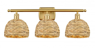Woven Rattan - 3 Light - 28 inch - Satin Gold - Bath Vanity Light (3442|516-3W-SG-RBD-8-NAT)
