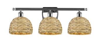 Woven Rattan - 3 Light - 28 inch - Polished Chrome - Bath Vanity Light (3442|516-3W-PC-RBD-8-NAT)