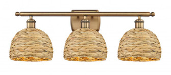 Woven Rattan - 3 Light - 28 inch - Brushed Brass - Bath Vanity Light (3442|516-3W-BB-RBD-8-NAT)