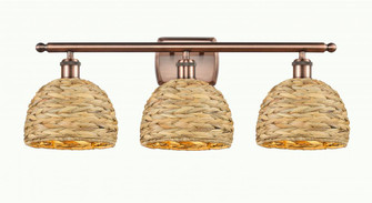 Woven Rattan - 3 Light - 28 inch - Antique Copper - Bath Vanity Light (3442|516-3W-AC-RBD-8-NAT)