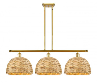 Woven Rattan - 3 Light - 39 inch - Satin Gold - Multi Pendant (3442|516-3I-SG-RBD-12-NAT)