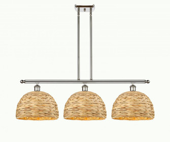 Woven Rattan - 3 Light - 39 inch - Polished Nickel - Multi Pendant (3442|516-3I-PN-RBD-12-NAT)