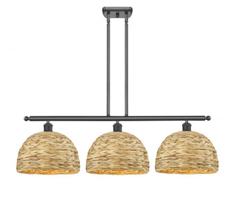 Woven Rattan - 3 Light - 39 inch - Matte Black - Multi Pendant (3442|516-3I-BK-RBD-12-NAT)