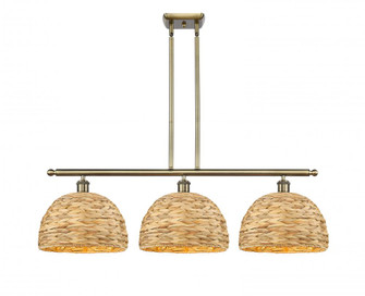 Woven Rattan - 3 Light - 39 inch - Antique Brass - Multi Pendant (3442|516-3I-AB-RBD-12-NAT)