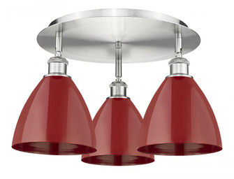 Plymouth - 3 Light - 19 inch - Satin Nickel - Semi-Flush Mount (3442|516-3C-SN-MBD-75-RD)