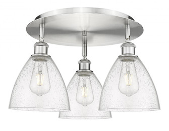 Bristol - 3 Light - 19 inch - Satin Nickel - Semi-Flush Mount (3442|516-3C-SN-GBD-754)