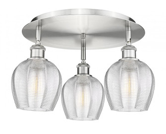 Norfolk - 3 Light - 18 inch - Satin Nickel - Flush Mount (3442|516-3C-SN-G462-6)