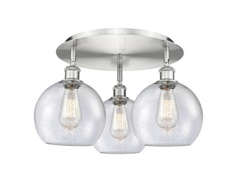 Athens - 3 Light - 20 inch - Satin Nickel - Semi-Flush Mount (3442|516-3C-SN-G124-8)