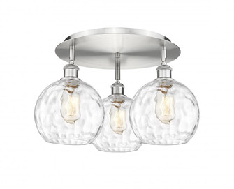 Athens Water Glass - 3 Light - 20 inch - Satin Nickel - Semi-Flush Mount (3442|516-3C-SN-G1215-8)