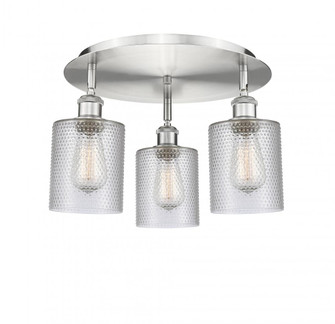 Cobbleskill - 3 Light - 17 inch - Satin Nickel - Semi-Flush Mount (3442|516-3C-SN-G112)