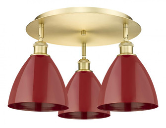 Plymouth - 3 Light - 19 inch - Satin Gold - Semi-Flush Mount (3442|516-3C-SG-MBD-75-RD)