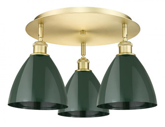 Plymouth - 3 Light - 19 inch - Satin Gold - Semi-Flush Mount (3442|516-3C-SG-MBD-75-GR)