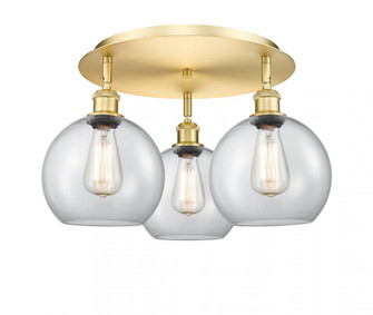 Athens - 3 Light - 20 inch - Satin Gold - Semi-Flush Mount (3442|516-3C-SG-G122-8)