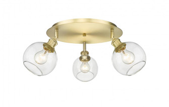 Athens - 3 Light - 18 inch - Satin Gold - Flush Mount (3442|516-3C-SG-G122-6)