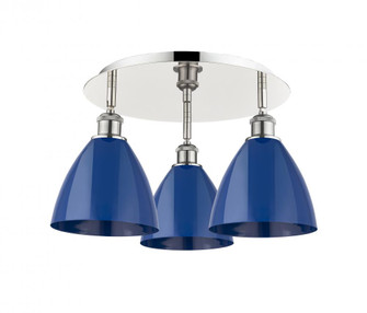 Plymouth - 3 Light - 19 inch - Polished Nickel - Semi-Flush Mount (3442|516-3C-PN-MBD-75-BL)