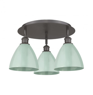 Plymouth - 3 Light - 19 inch - Oil Rubbed Bronze - Semi-Flush Mount (3442|516-3C-OB-MBD-75-SF)