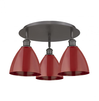 Plymouth - 3 Light - 19 inch - Oil Rubbed Bronze - Semi-Flush Mount (3442|516-3C-OB-MBD-75-RD)