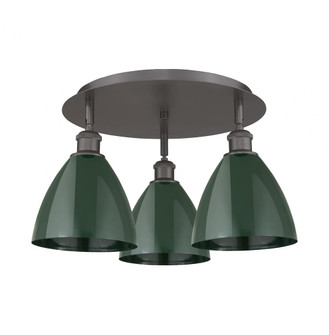 Plymouth - 3 Light - 19 inch - Oil Rubbed Bronze - Semi-Flush Mount (3442|516-3C-OB-MBD-75-GR)