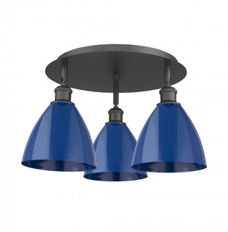 Plymouth - 3 Light - 19 inch - Matte Black - Semi-Flush Mount (3442|516-3C-BK-MBD-75-BL)
