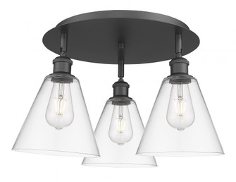 Berkshire - 3 Light - 20 inch - Matte Black - Semi-Flush Mount (3442|516-3C-BK-GBC-82)