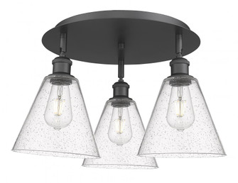 Berkshire - 3 Light - 20 inch - Matte Black - Semi-Flush Mount (3442|516-3C-BK-GBC-84)