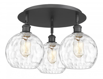 Athens Water Glass - 3 Light - 20 inch - Matte Black - Semi-Flush Mount (3442|516-3C-BK-G1215-8)