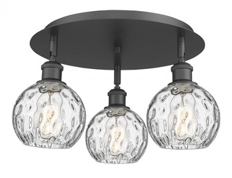 Athens Water Glass - 3 Light - 18 inch - Matte Black - Semi-Flush Mount (3442|516-3C-BK-G1215-6)