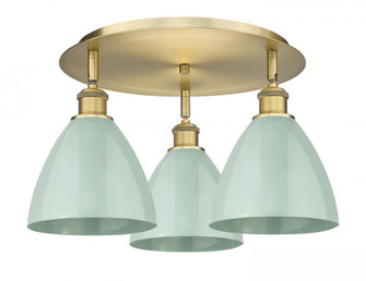 Plymouth - 3 Light - 19 inch - Brushed Brass - Semi-Flush Mount (3442|516-3C-BB-MBD-75-SF)