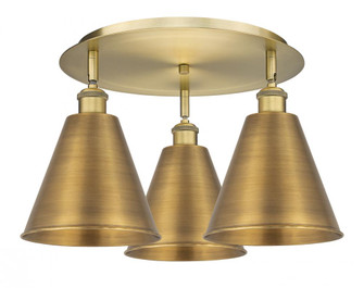Berkshire - 3 Light - 20 inch - Brushed Brass - Semi-Flush Mount (3442|516-3C-BB-MBC-8-BB)