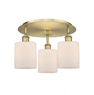 Cobbleskill - 3 Light - 17 inch - Brushed Brass - Semi-Flush Mount (3442|516-3C-BB-G111)