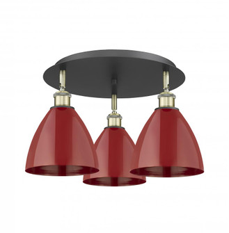 Plymouth - 3 Light - 19 inch - Black Antique Brass - Semi-Flush Mount (3442|516-3C-BAB-MBD-75-RD)
