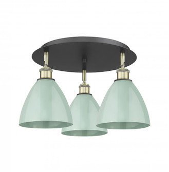 Plymouth - 3 Light - 19 inch - Black Antique Brass - Semi-Flush Mount (3442|516-3C-BAB-MBD-75-SF)