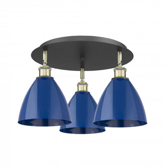 Plymouth - 3 Light - 19 inch - Black Antique Brass - Semi-Flush Mount (3442|516-3C-BAB-MBD-75-BL)