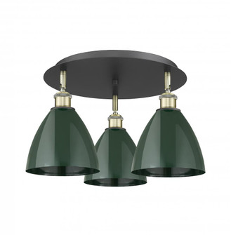 Plymouth - 3 Light - 19 inch - Black Antique Brass - Semi-Flush Mount (3442|516-3C-BAB-MBD-75-GR)