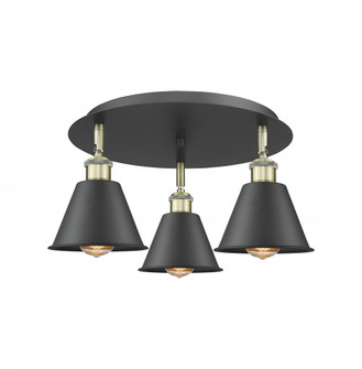 Ballston - 3 Light - 18 inch - Black Antique Brass - Semi-Flush Mount (3442|516-3C-BAB-M8-BK)